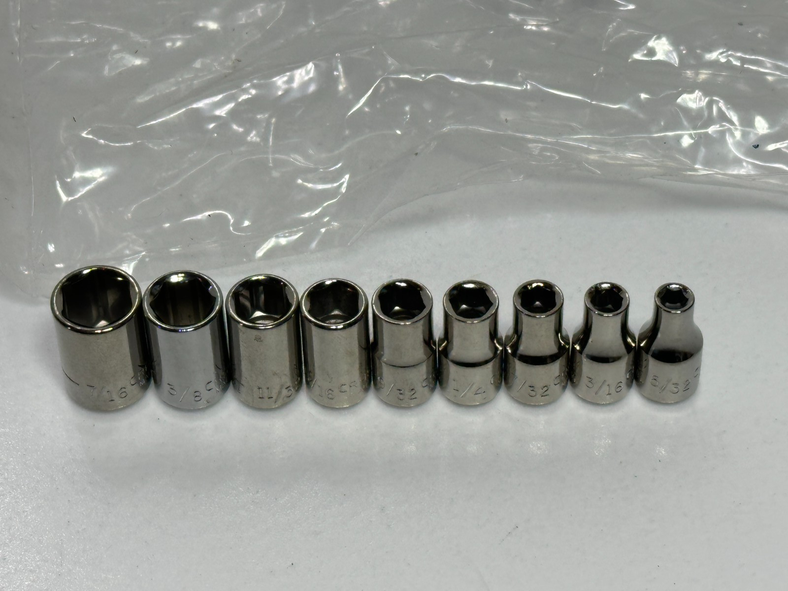 🇺🇸 Craftsman Tools USA G 9pc SAE 5/32-7/16″ Shallow Socket Set 1/4″ Drive, NOS