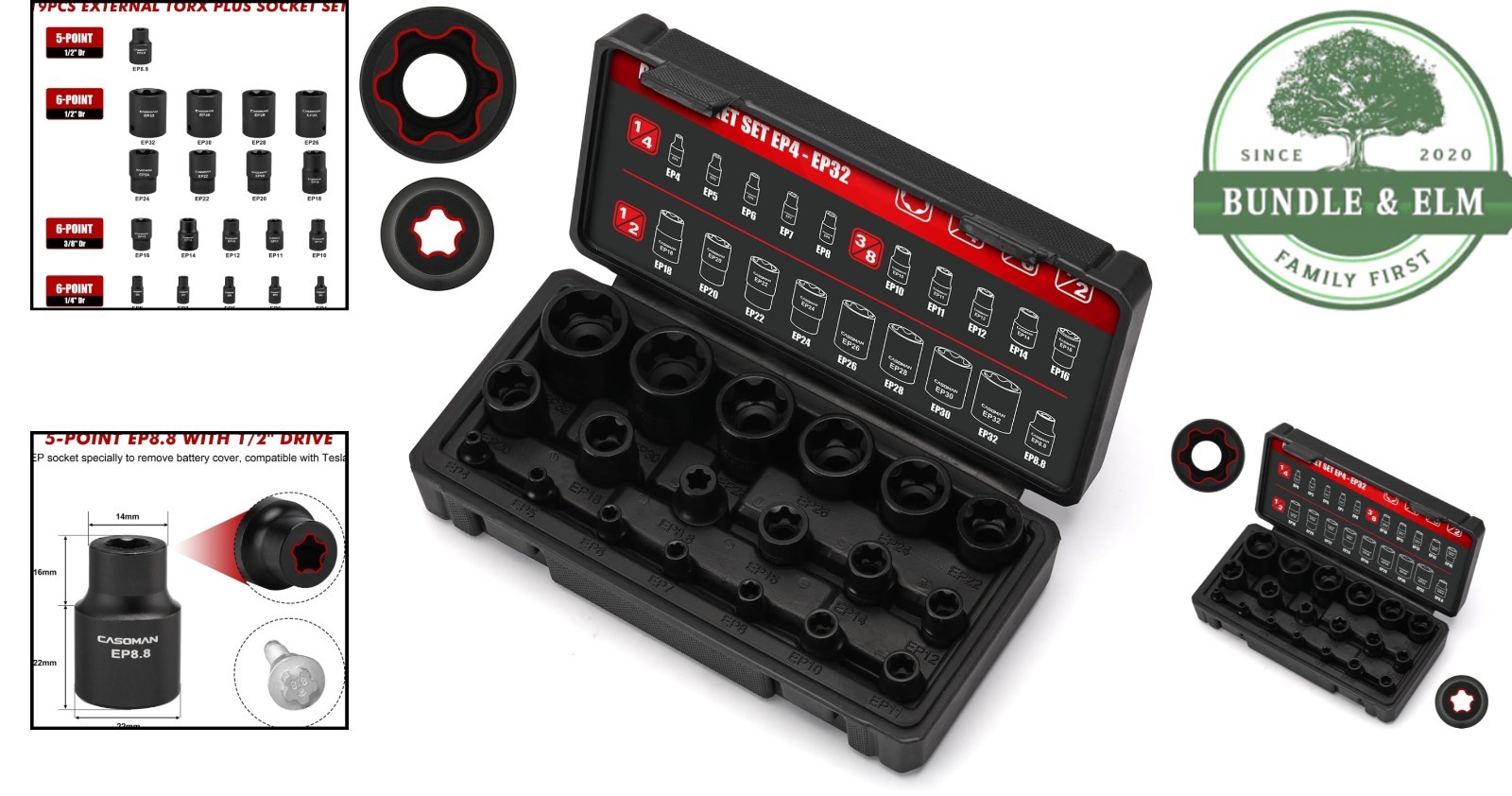 19PCS External Torx Plus Socket Set for Automotive Use with Various Applications