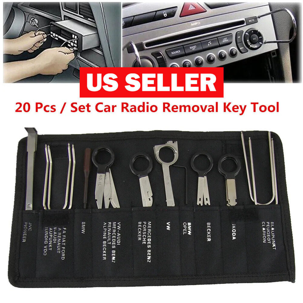 20x Car Radio CD Stereo Release Removal Tool Set Key For Audi BMW VW Ford GM