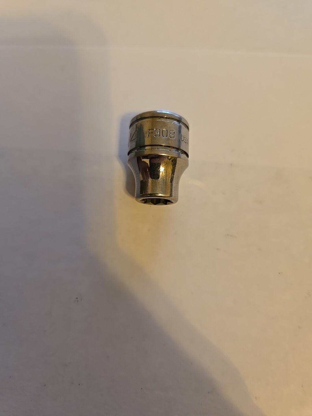 Snap On 3/8″ Drive 1/4″ 8PT SAE Chrome Double Square Socket F308