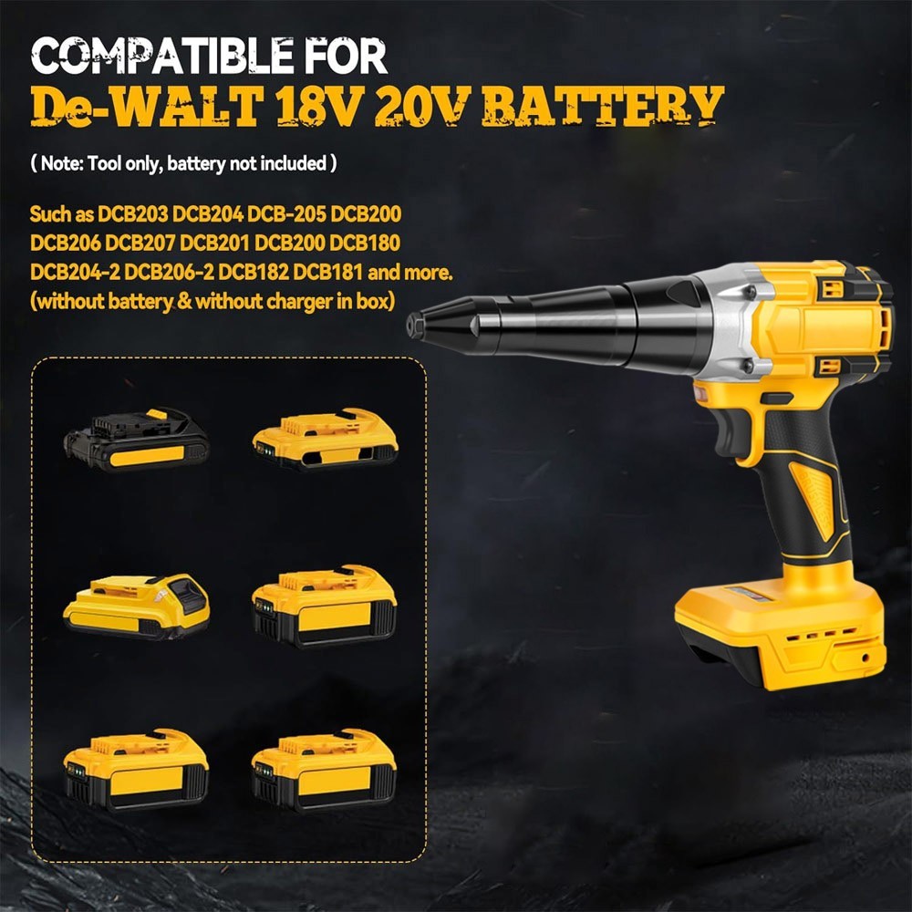 360W For Dewalt XR DCB 18V 20V Battery Brushless Electric Rivet Gun + 60 Rivets