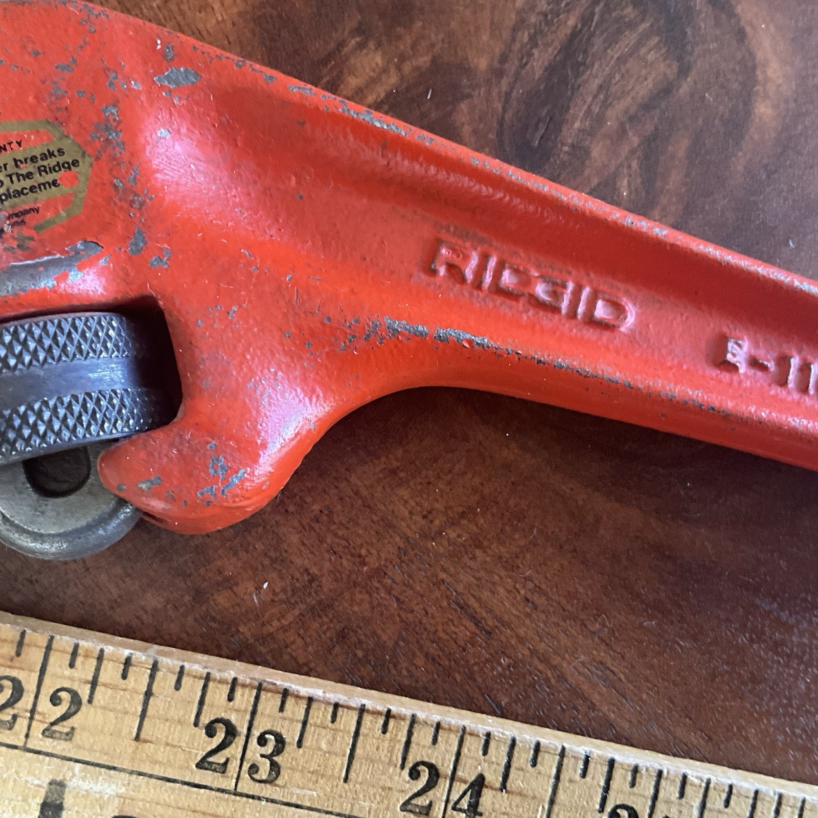 Ridgid Model E-110 Offset Hex Smooth Jaw Pipe Wrench, Red, American Made