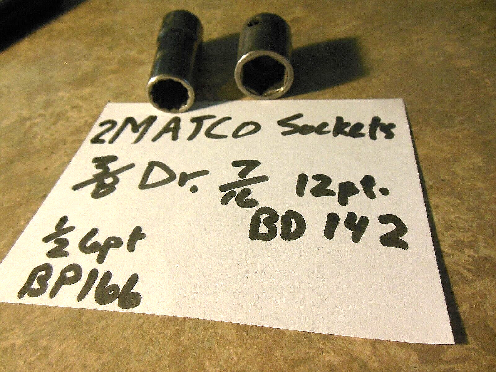 2 MATCO SOCKETS BD142 7/16″ 12pt DEEP & 1/2″ STANDARD BP166- BOTH 3/8″ DRIVE