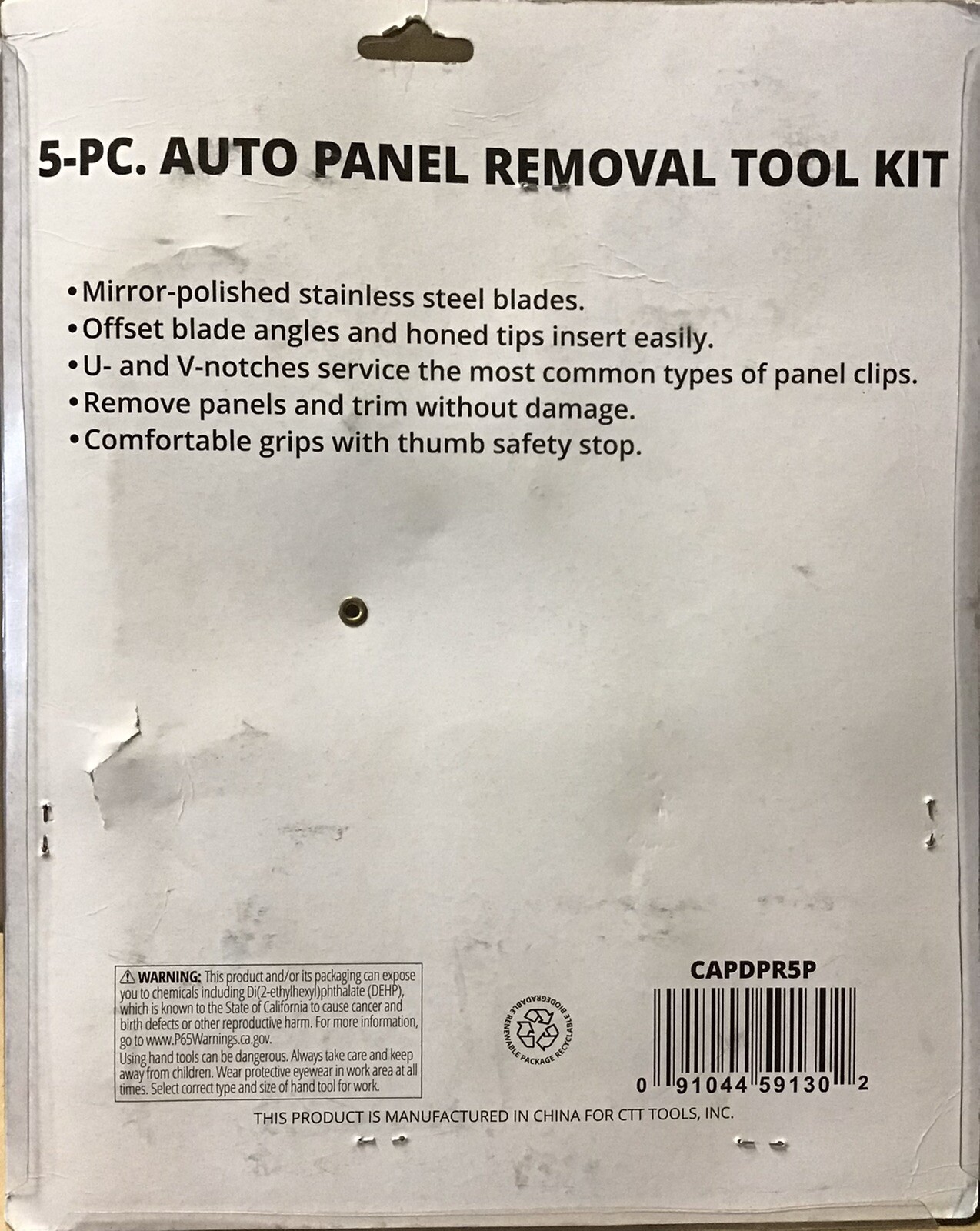 5-PC. Stainless Steel Auto Door Panel And Trim Remover Tools Clips CAPDPR5P
