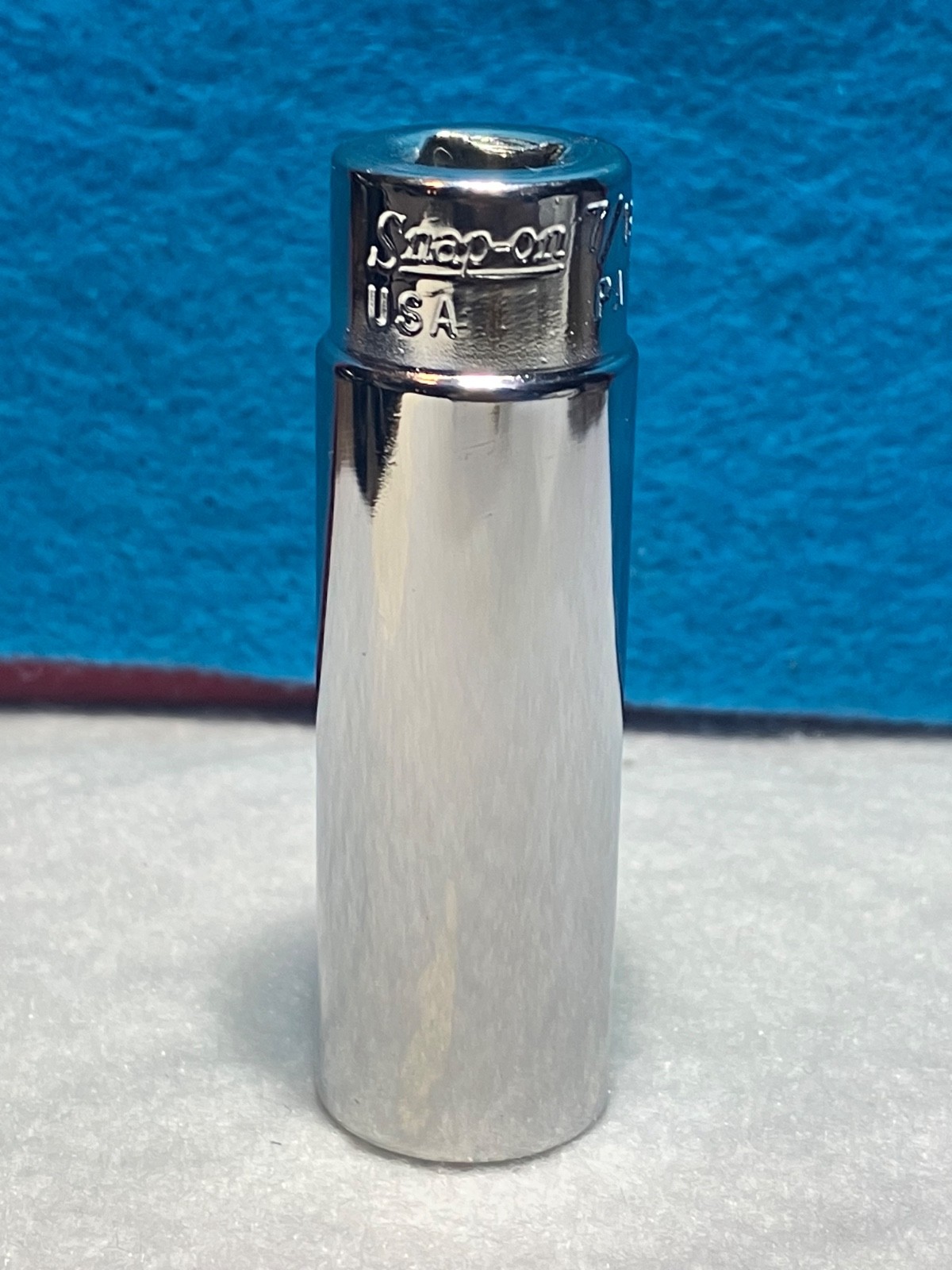 Snap-On STM14 7/16″ SAE 1/4″ Drive Deep Chrome 6-Pt Socket Retro Underline logo