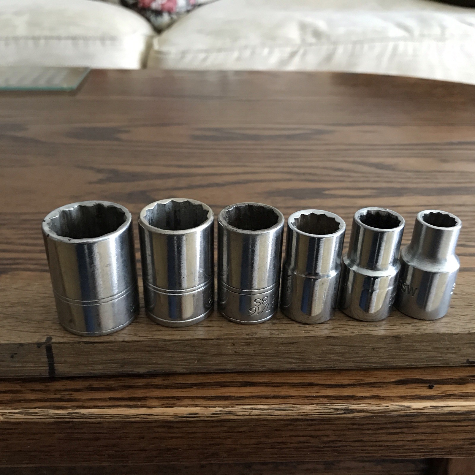 6 Gordon Tools Sockets 1/2” to 3/16” Whitworth With 1/2″ Drive A.