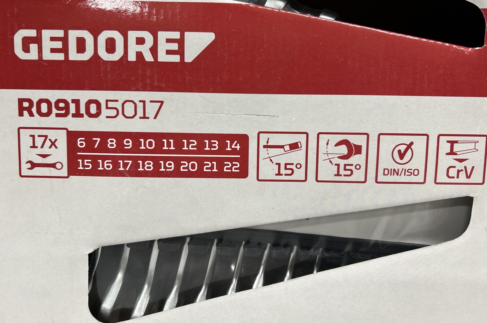 GEDORE 17PC R09105017 METRIC COMBINATION WRENCH SET 6-22MM NEW