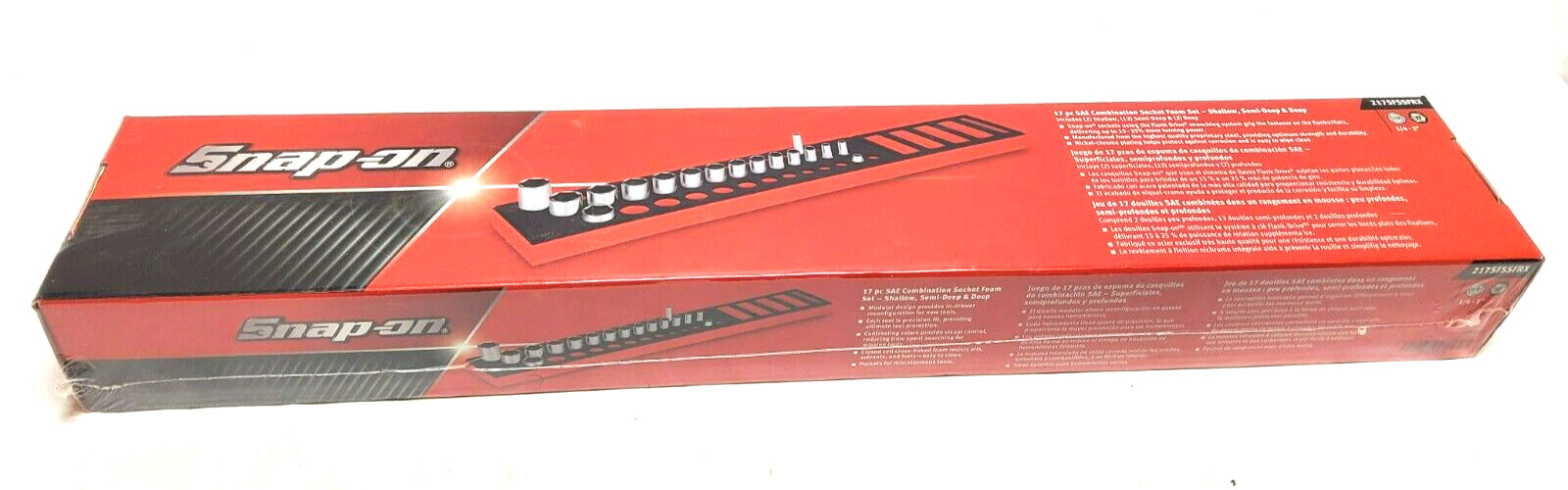 New Snap-on™ 3/8″ dr 17pc 1/4″ thru 1″ Foam Semideep Foam Socket Set with Extras