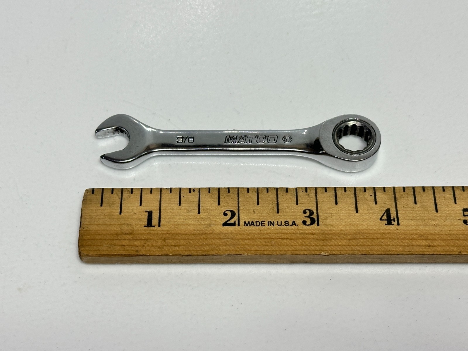 Matco Tools USA GRBSM1212 SAE 3/8” Ratcheting Combination Wrench Stubby Chrome