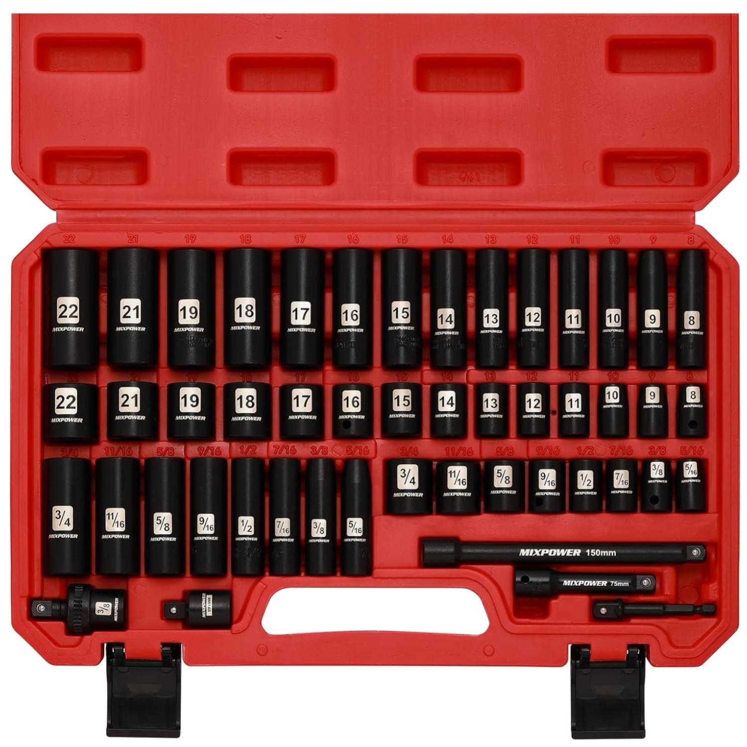 49-Piece Deep Impact Socket Set, 6 Point, SAE/Metric