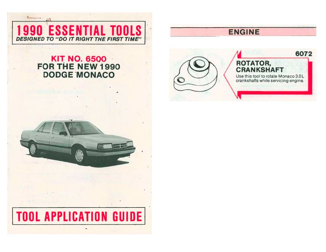 88-92 Dodge Monaco Eagle Premier Renault Specialty Engine Tools Miller 6072