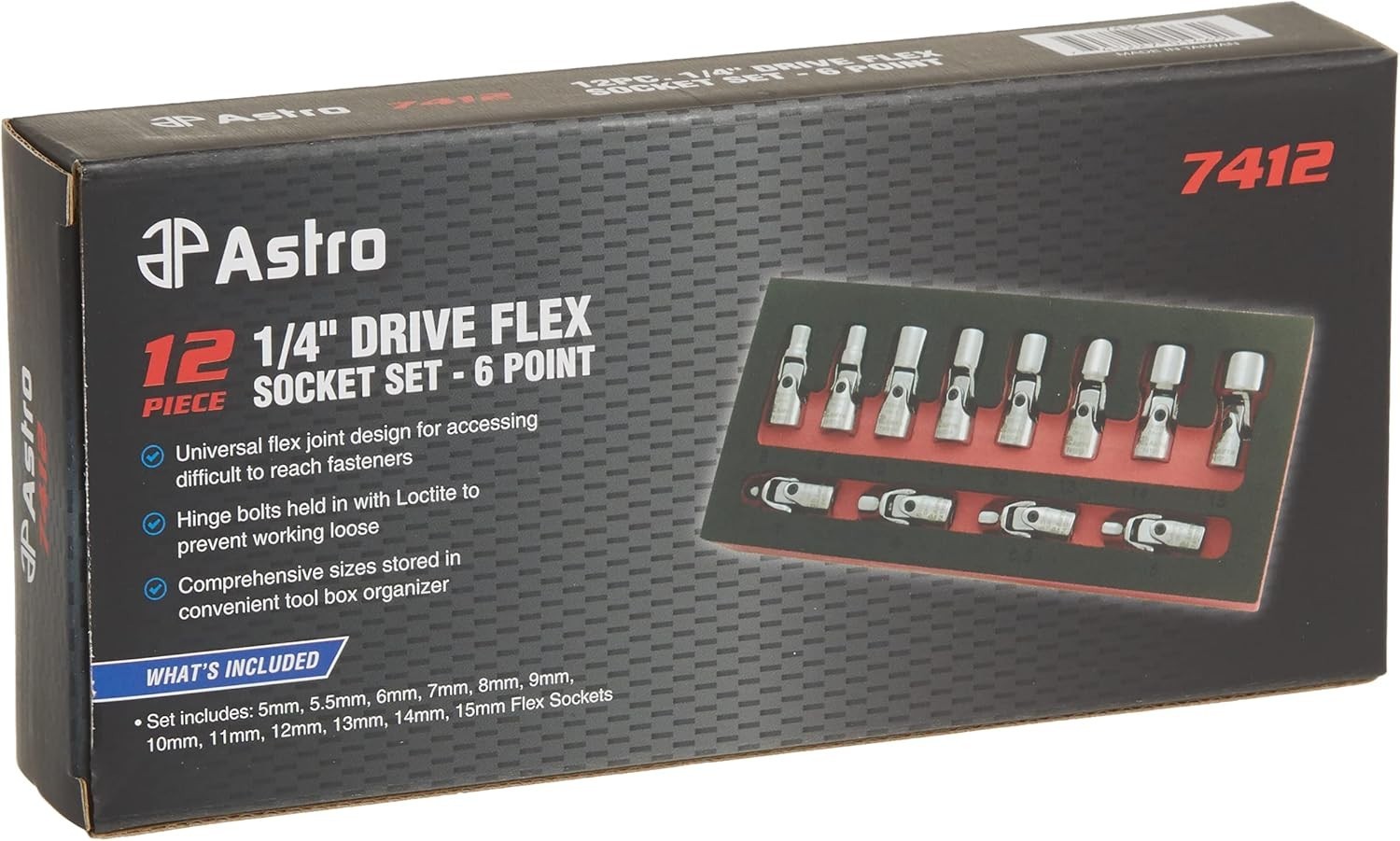 Flex Socket Set Gearwrench Swivel Socket Set Metric 1/4 Inch Drive 6 Point 12 PC
