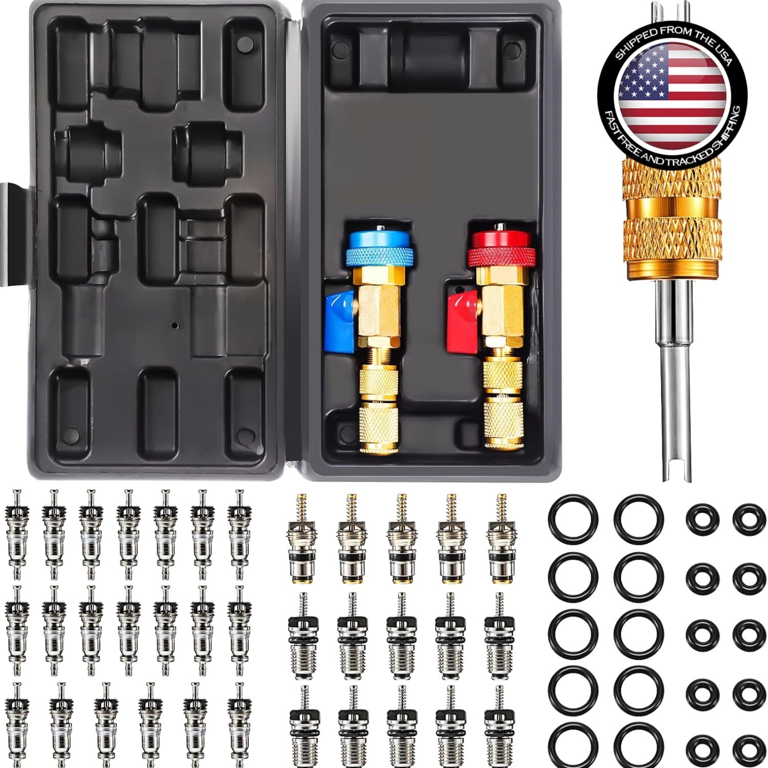 Automotive Valve Core Tool Set 35 Pcs R134A R1234YF Shrader Valve Repair Kit