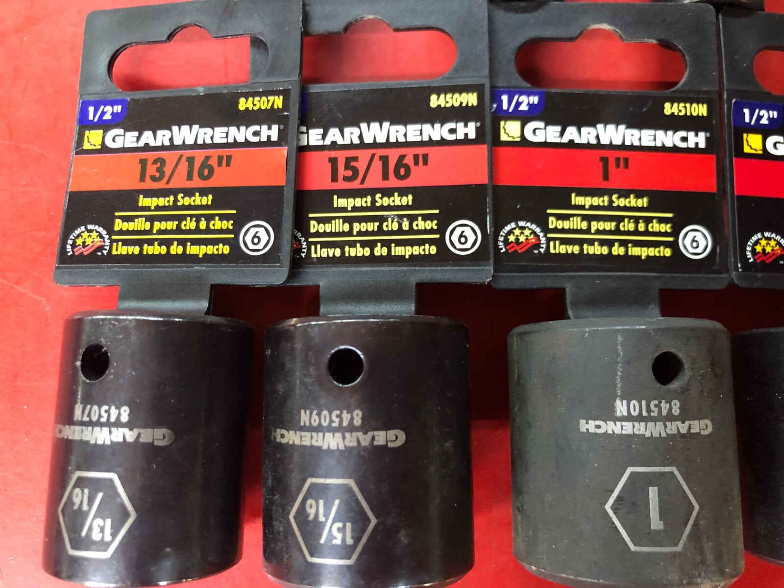 LOT OF 10 GEARWRENCH SAE SHALLOW IMPACT SOCKETS SET 1/2″ DRIVE 3/8″ UP TO 1-1/4″