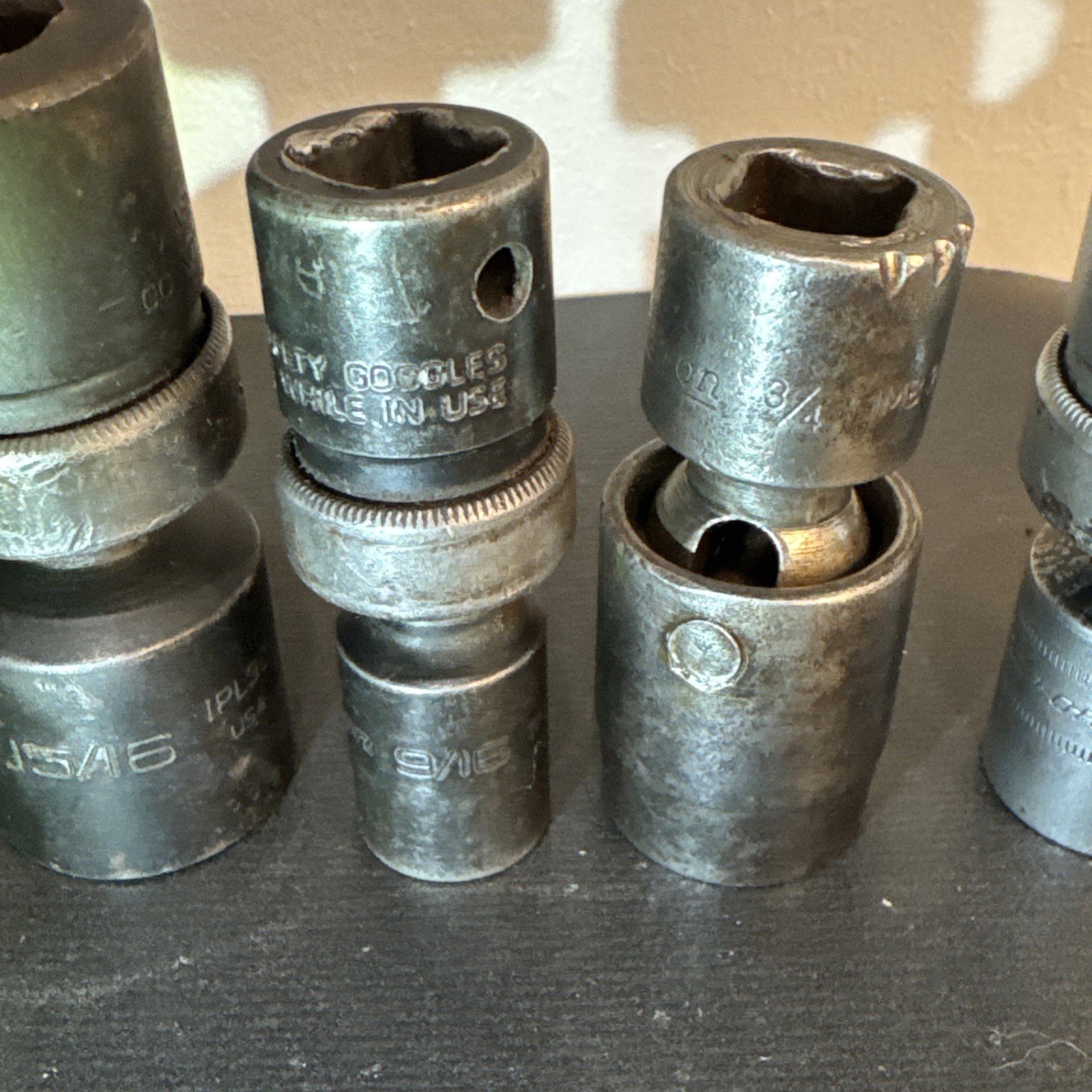 Lot Of 6 SNAP-ON 1/2 Drive Swivel Sockets Metric & Standard Size In Description