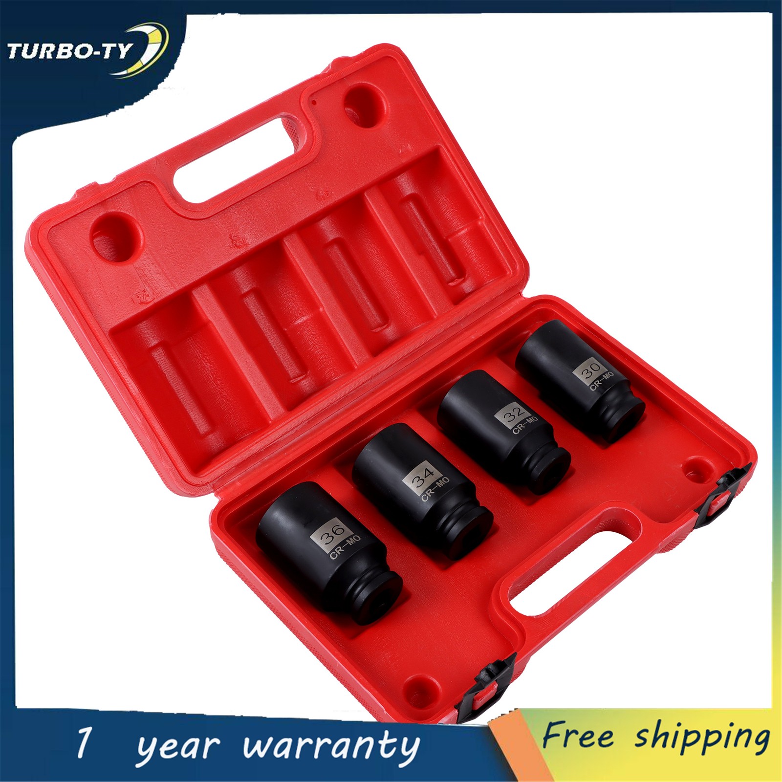 NEW 4pcs 1/2 Drive Deep Spindle Axle Nut Socket Set 30mm 32mm 34mm 36mm 12Point