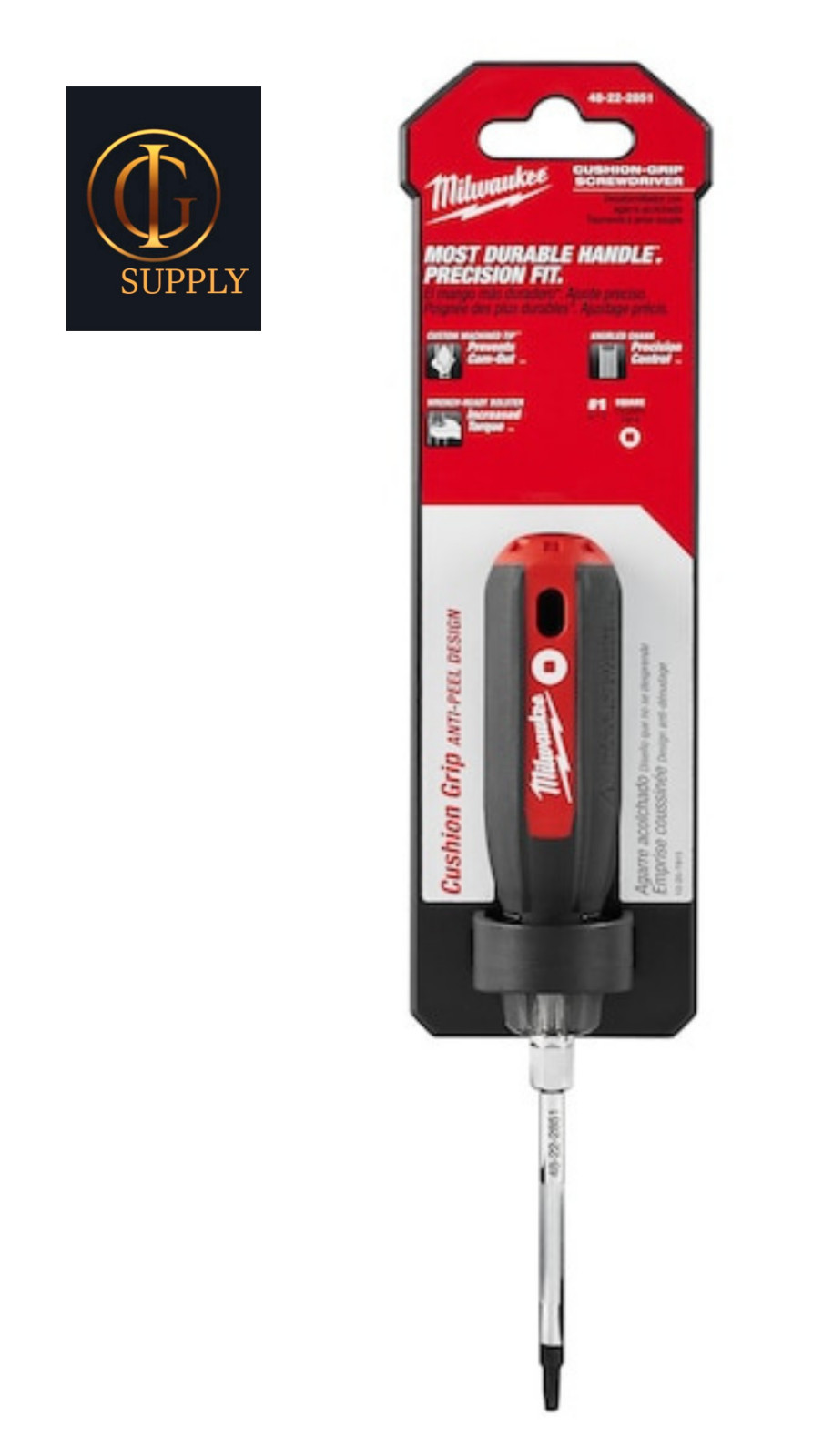Milwaukee 48-22-2851 #1 Square, 3″ Cushion-Grip Screwdriver