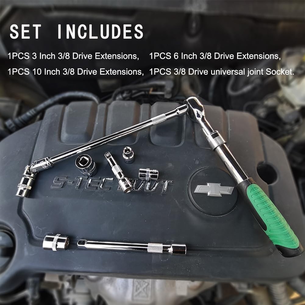 Durable 3/8 Inch Drive Extension Bar Set – 3, 6, 10 Inch with