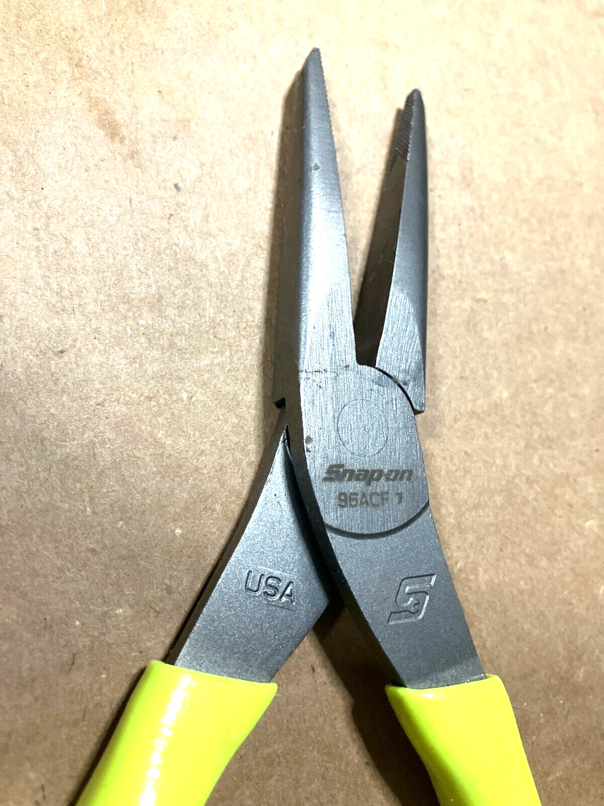 New Snap-on™ 95ACF 95ACFHV 5″ long Needle Nose Pliers Yellow Hi-Viz Vinyl Grip
