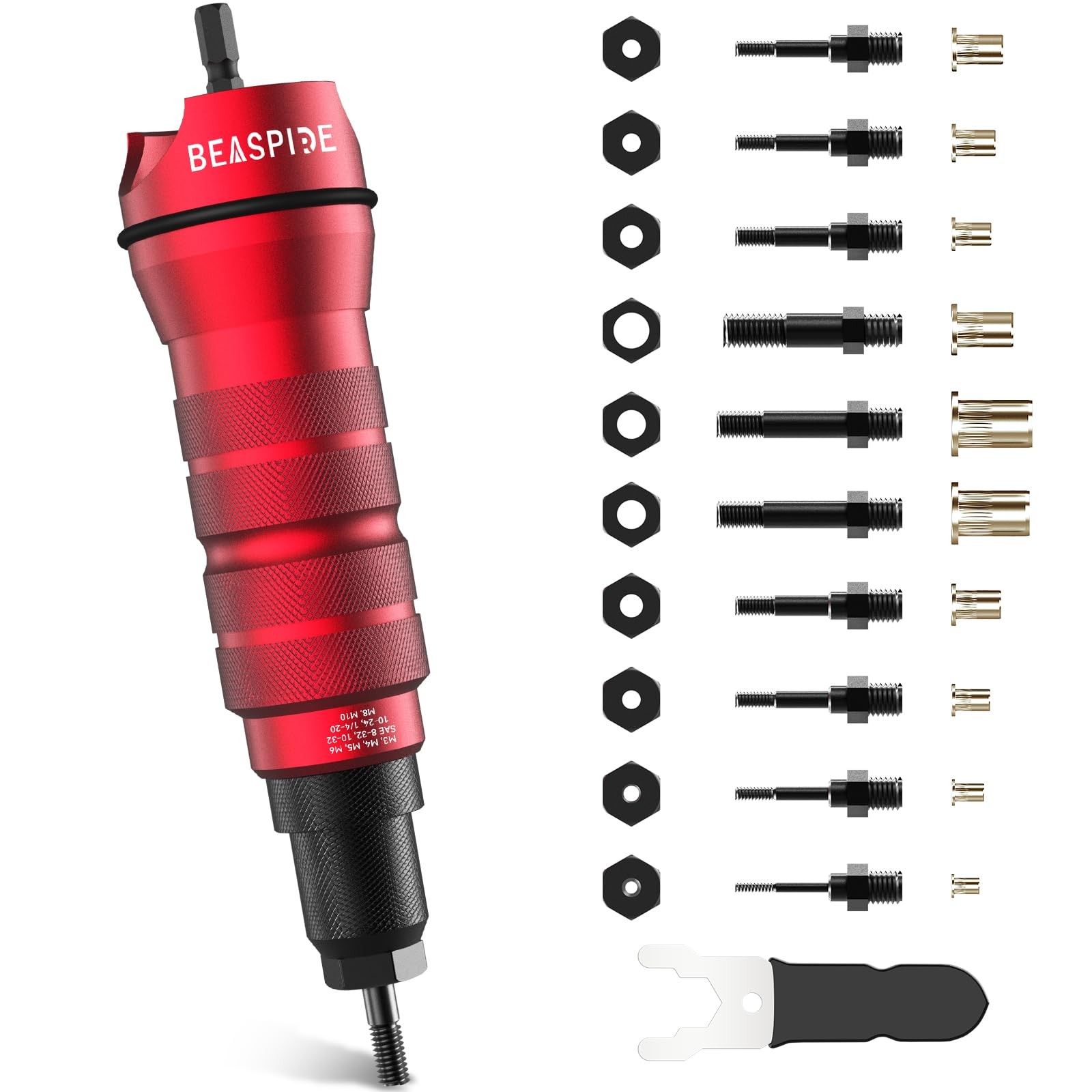 Beaspire Cordless Drill Electric Rivet Nut Gun Adapter, Red