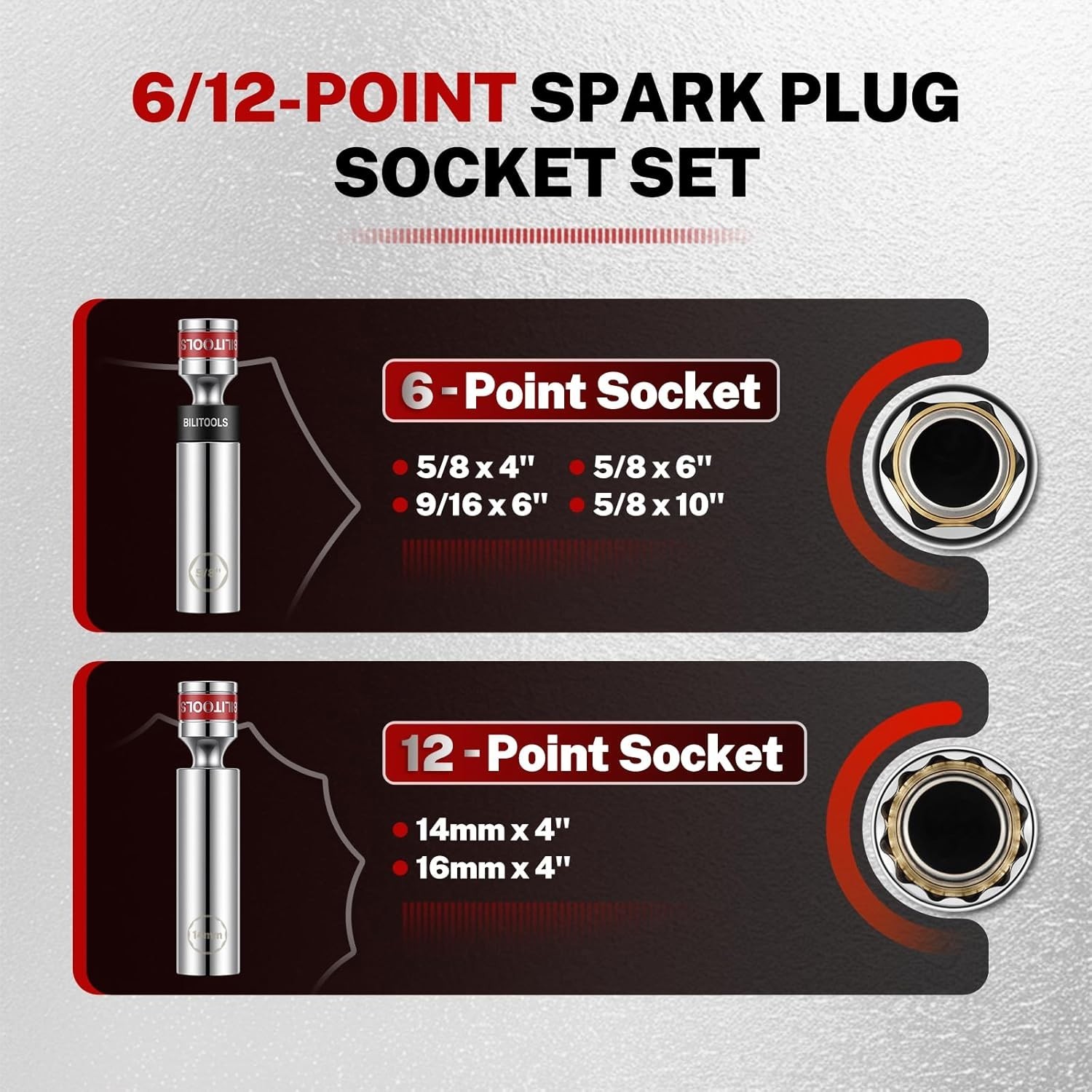 7pcs Magnetic Swivel Spark Plug Socket Set & Gap Tool, 3/8″ Drive | 9/16,5/8,…