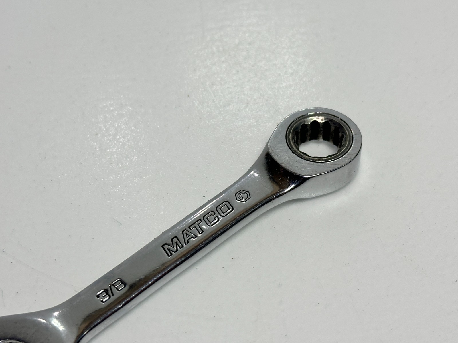 Matco Tools USA GRBSM1212 SAE 3/8” Ratcheting Combination Wrench Stubby Chrome