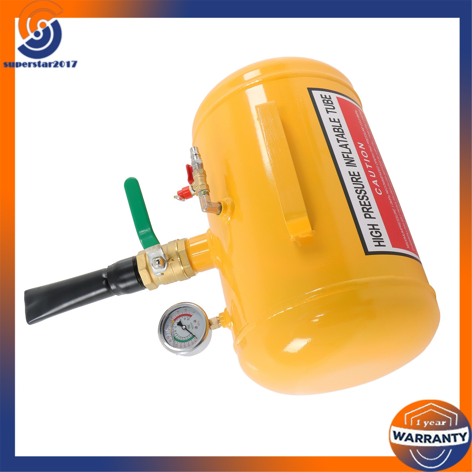 Yellow 5 Gallon Heavy Duty Air Tire Bead Seater Blaster Seating Tool 145 psi