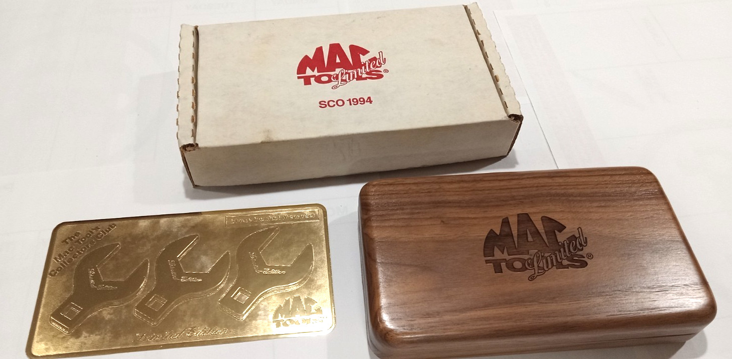 Mac Tools. SCO 1994. 24 Kt Gold-Plated limited edition. Crowfoot Wrench Set