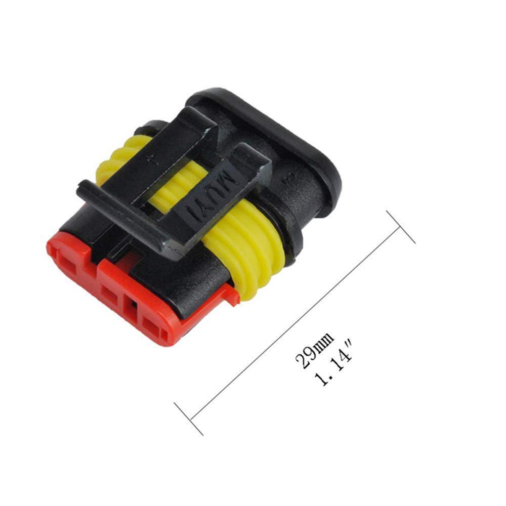 10 Kit 3 Pin Waterproof Electrical Connector Plug Socket Kit, Car Wire Insulated