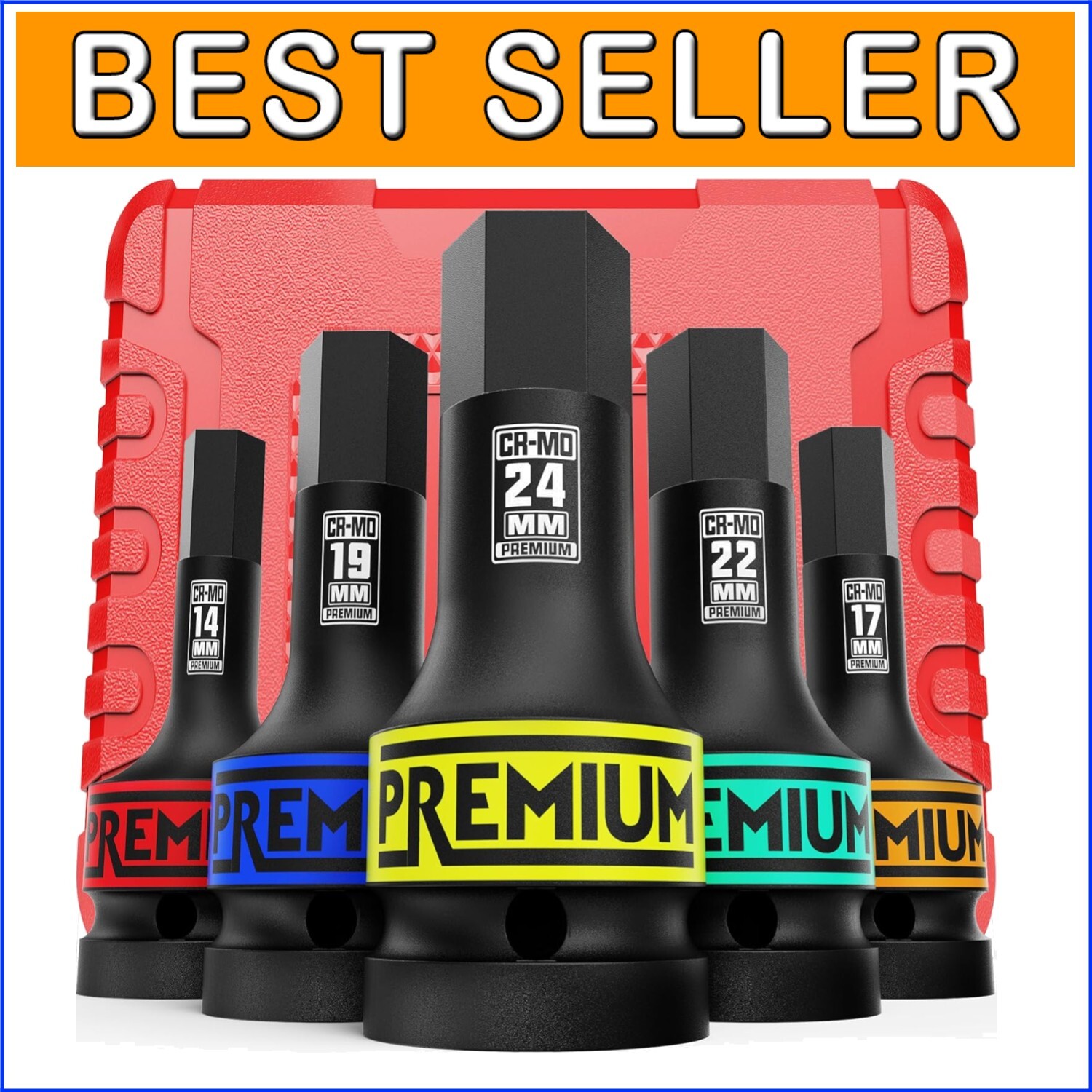 Automotive 3/4″ Drive Impact Hex Bit Socket Set – One-Piece Cr-Mo Steel Design