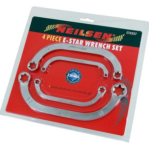 4pc E-Star ‘C’ Shaped ObstrCTion Spanner Set Metric Star Wench E6 – E24 4257
