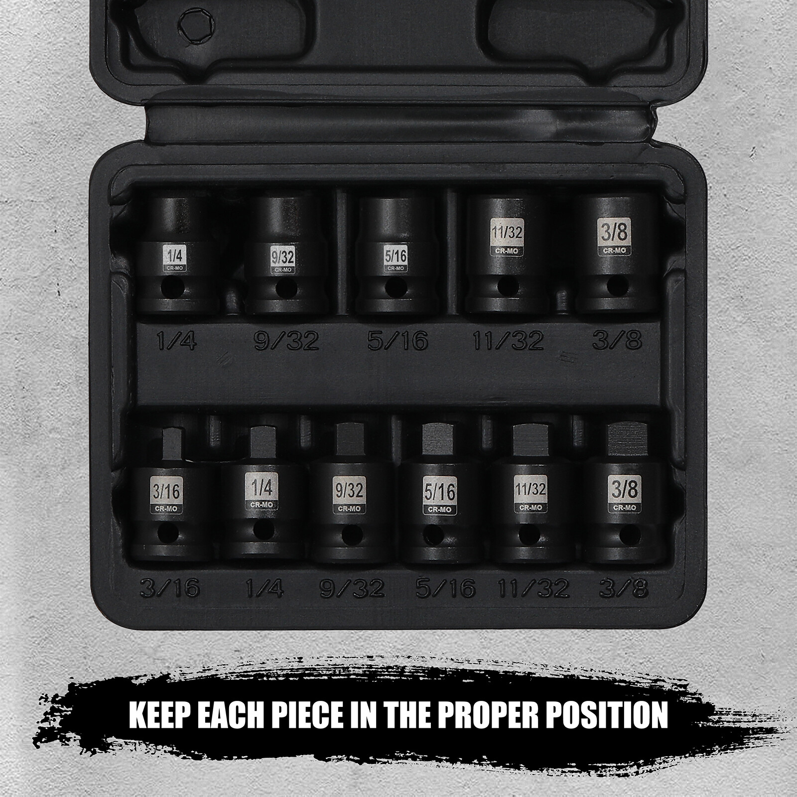11PCS 3/8″ Drive Pipe Plug Socekt Set SAE CR-MO Tapered Male Square Drive