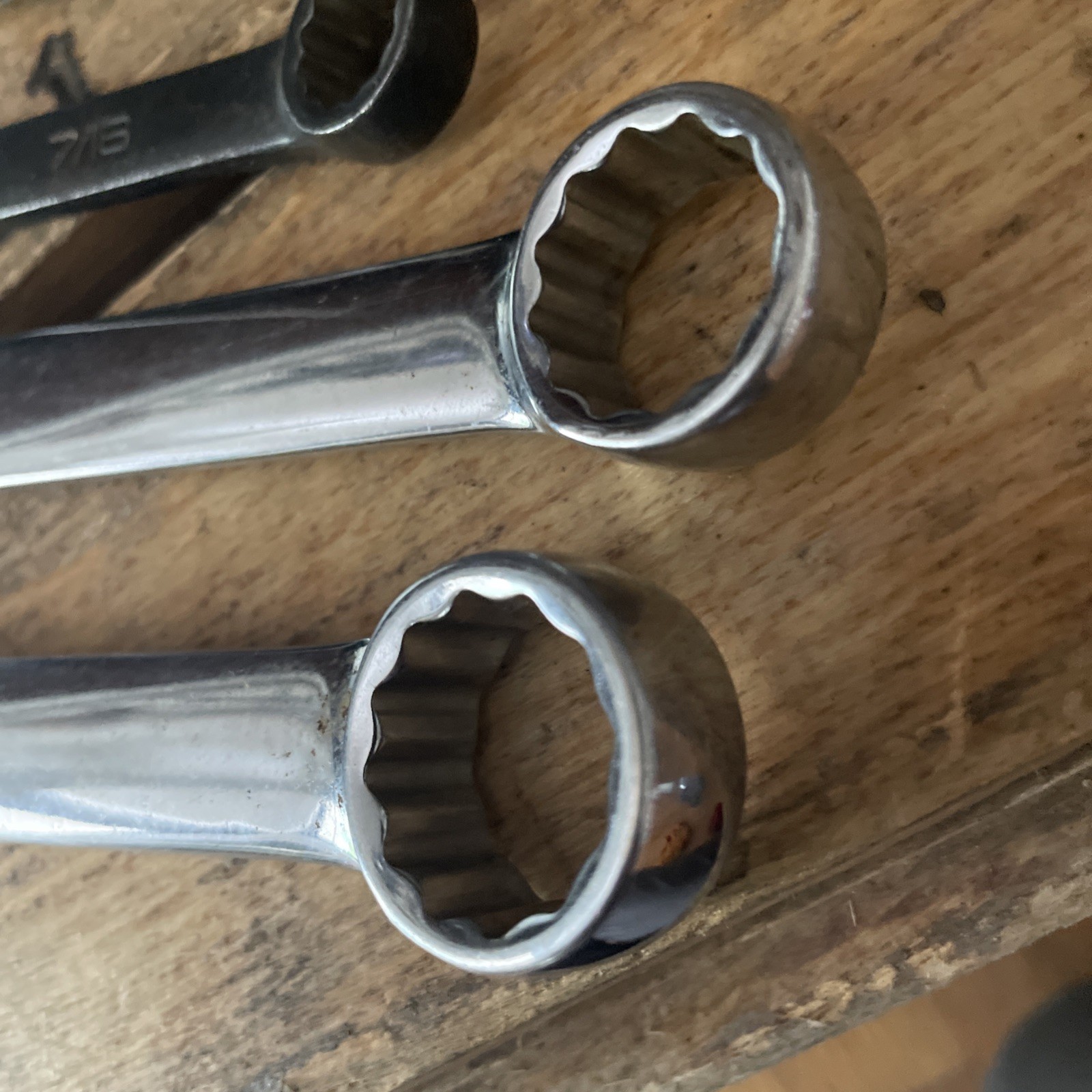 Snap-On Wrench Lot X 4 Chrome/ Industrial Finish 3/4 – 11/16 – 7/16 X 2 GOEX OEX