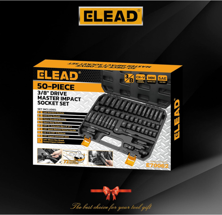 3/8» Drive Impact Socket Set 50Pcs Shallow & Deep Socket Set Metric & Standard