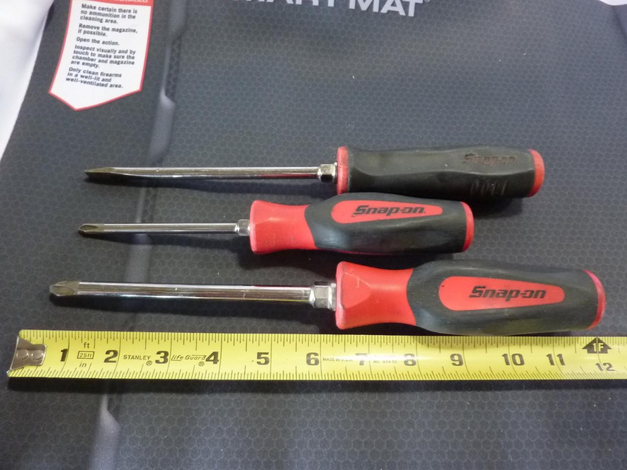 3 LARGE SNAP-ON SCREWDRIVERS RED/BLACK HANDLES – FREE SHIPPING