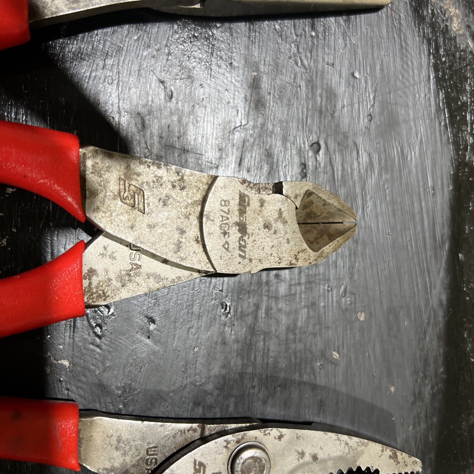 Snap-on 3pc Soft Grip Mix Pliers Set 196acf 87acf 137acf red handle