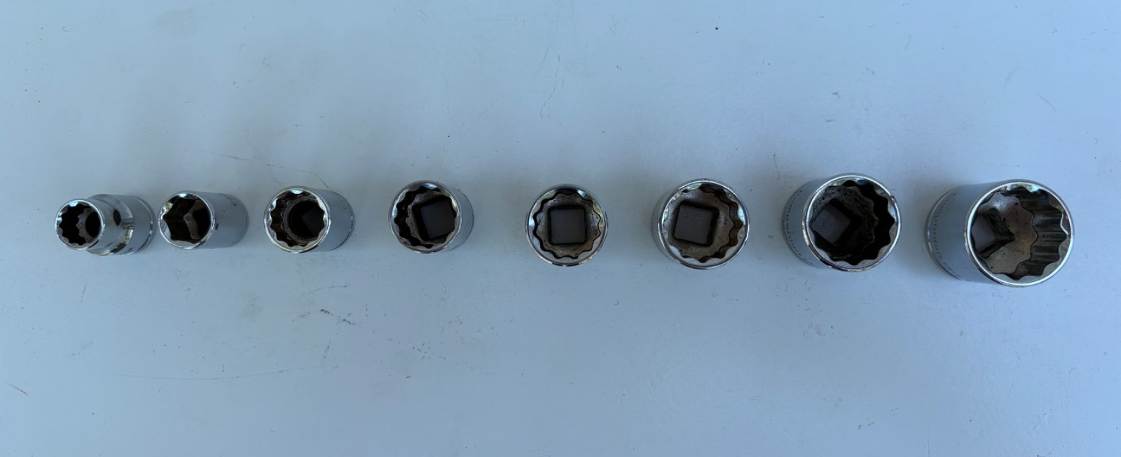 Vintage Companion (SEARS) 3/8″ Drive Shallow SAE Sockets 12 point – 9 Pieces