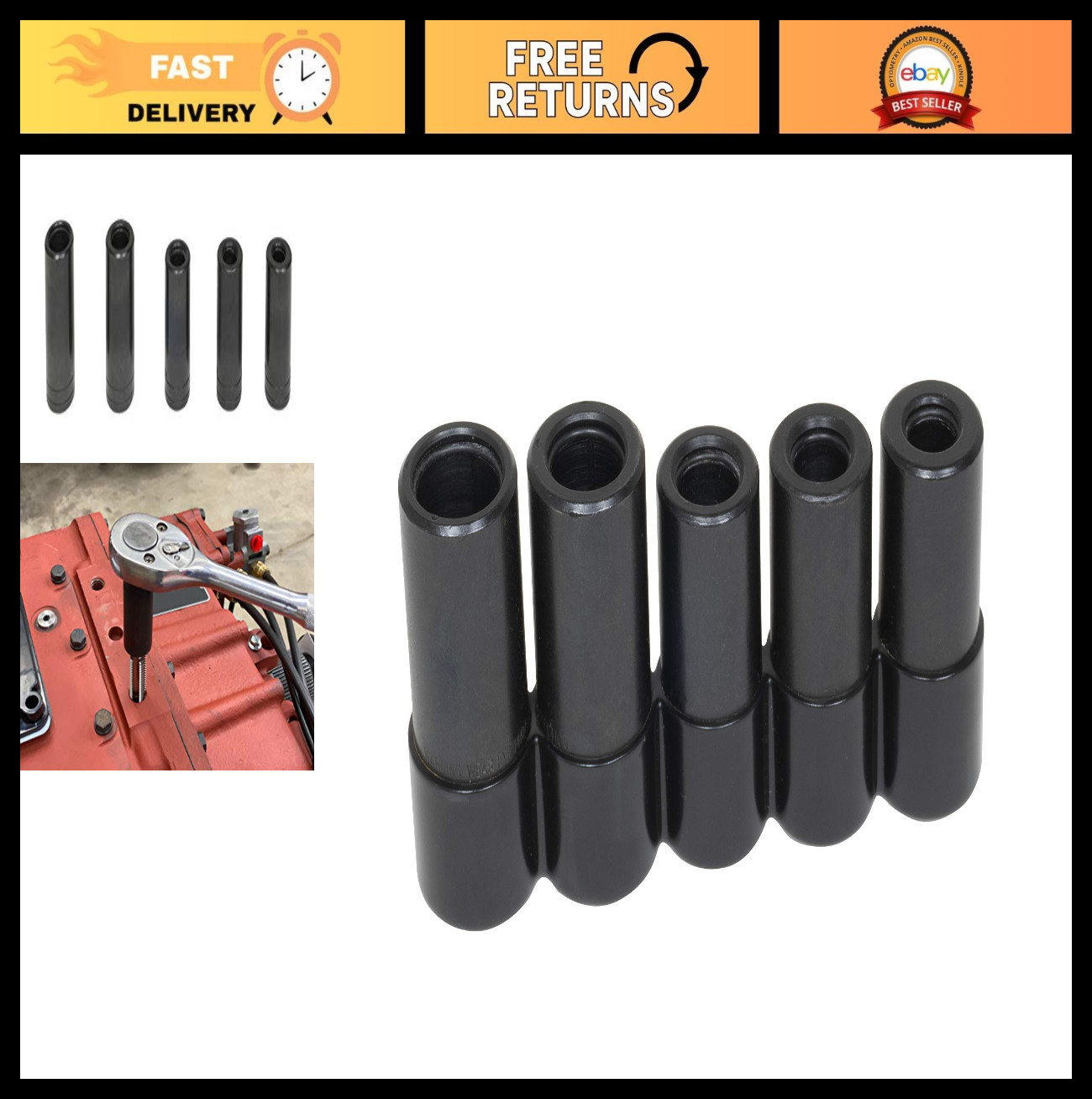 Large Tap Socket Set – 5 Piece Tool Kit for Easy Threading & Repairs