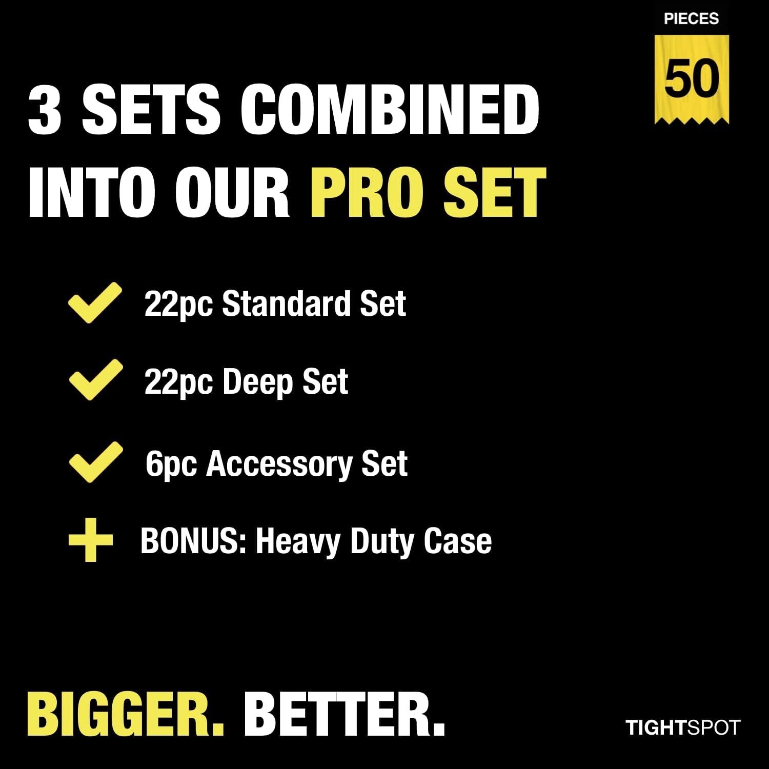 Pro 3/8″ Drive Impact Socket Set, 50pc – Perfect for Tight Spaces & Power