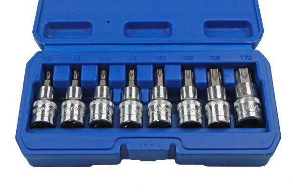 US PRO Tools 8 Piece 1/2″ Drive Torx / Star Bit Socket Set T27 – T70 3403