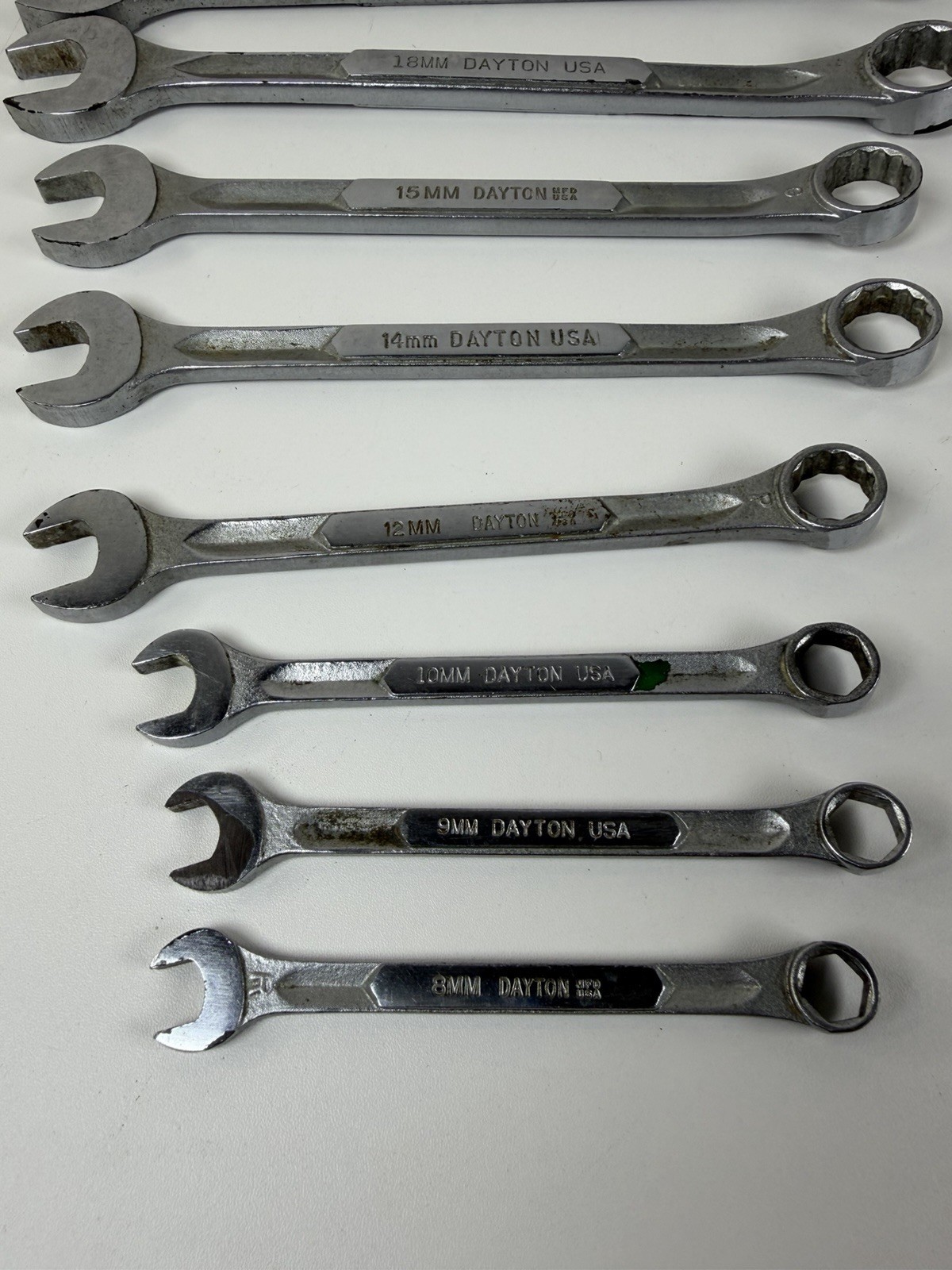 Vintage Dayton USA Metric Combination Wrench Set 12-Point 8pc Hand Tool Lot