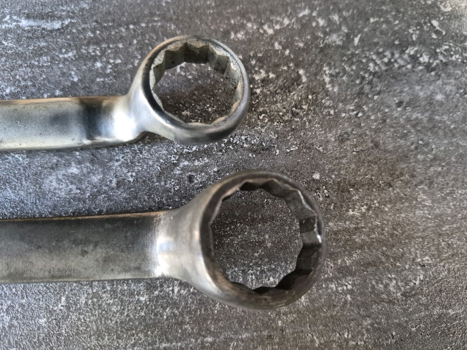 Pair of Vintage ‘BRENCO’ Whitworth Ring Spanners. 1/2 & 7/16. 7/16 & 3/8. VGC UK