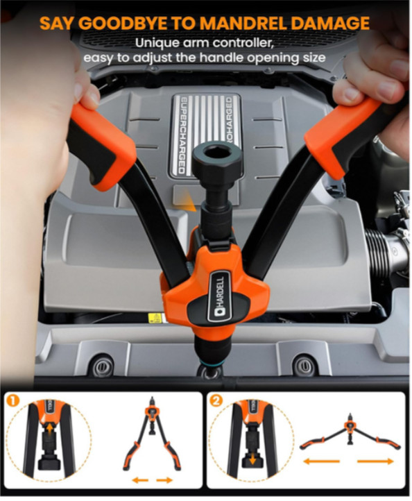 HARDELL 16″ Rivet Nut Tool, Auto Release Rivnut Tool Kit with 13 Metric and SAE