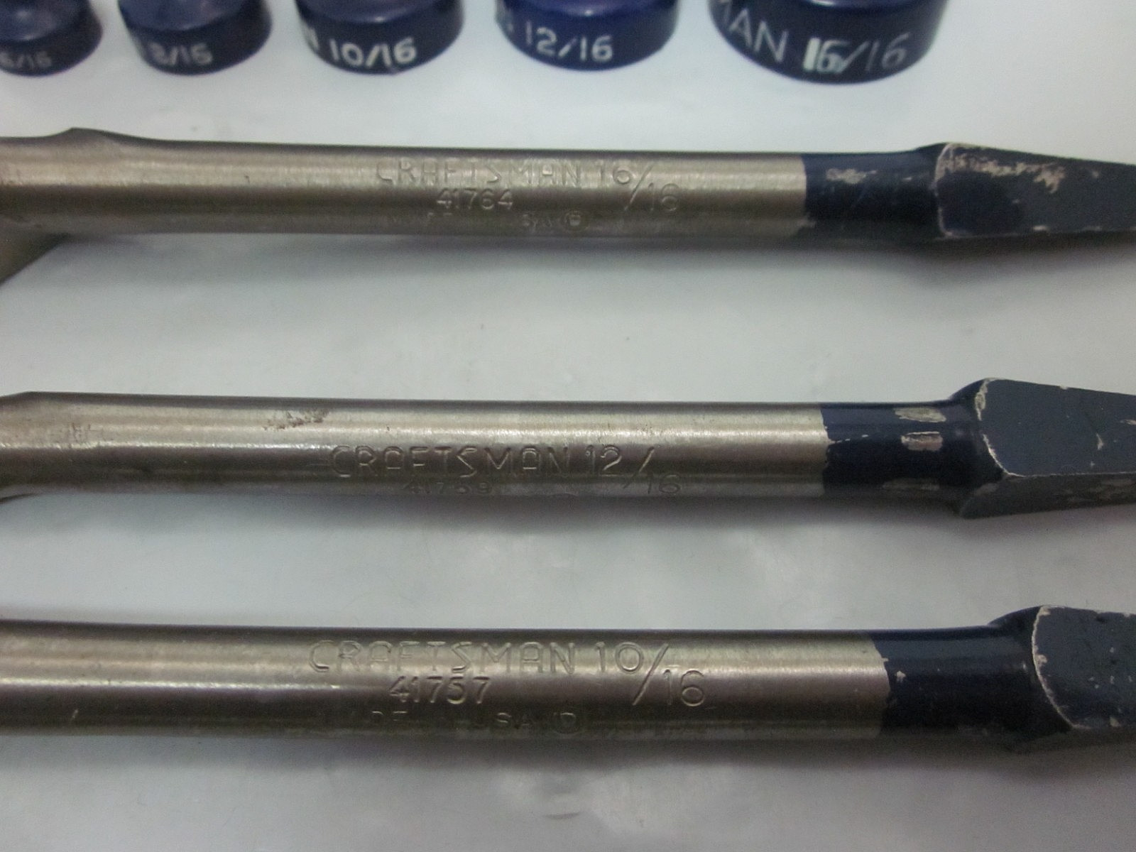 Vtg Craftsman Set Of 6 Auger Drill Bits W/Metal Wall Mount 1/4″ to 1″ USA