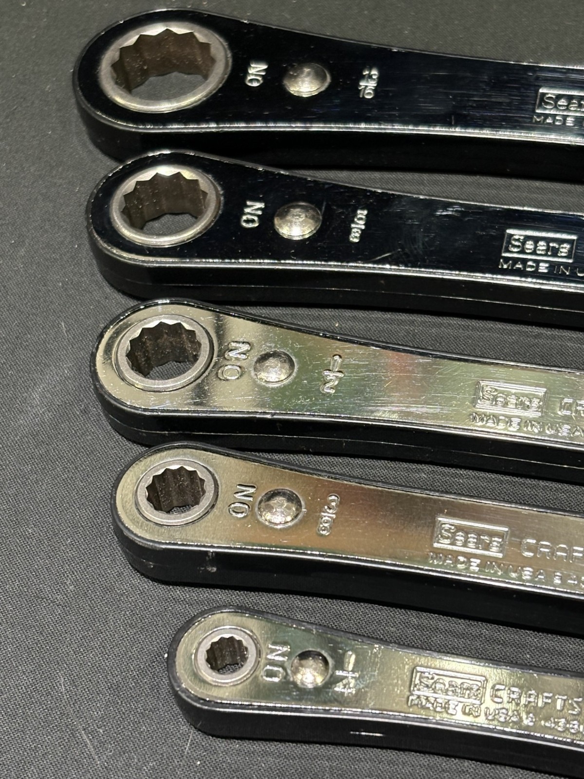 Vintage Sears Craftsman 12pt Ratcheting Box End Wrench Set of 5 SAE 1/4- 7/8 USA