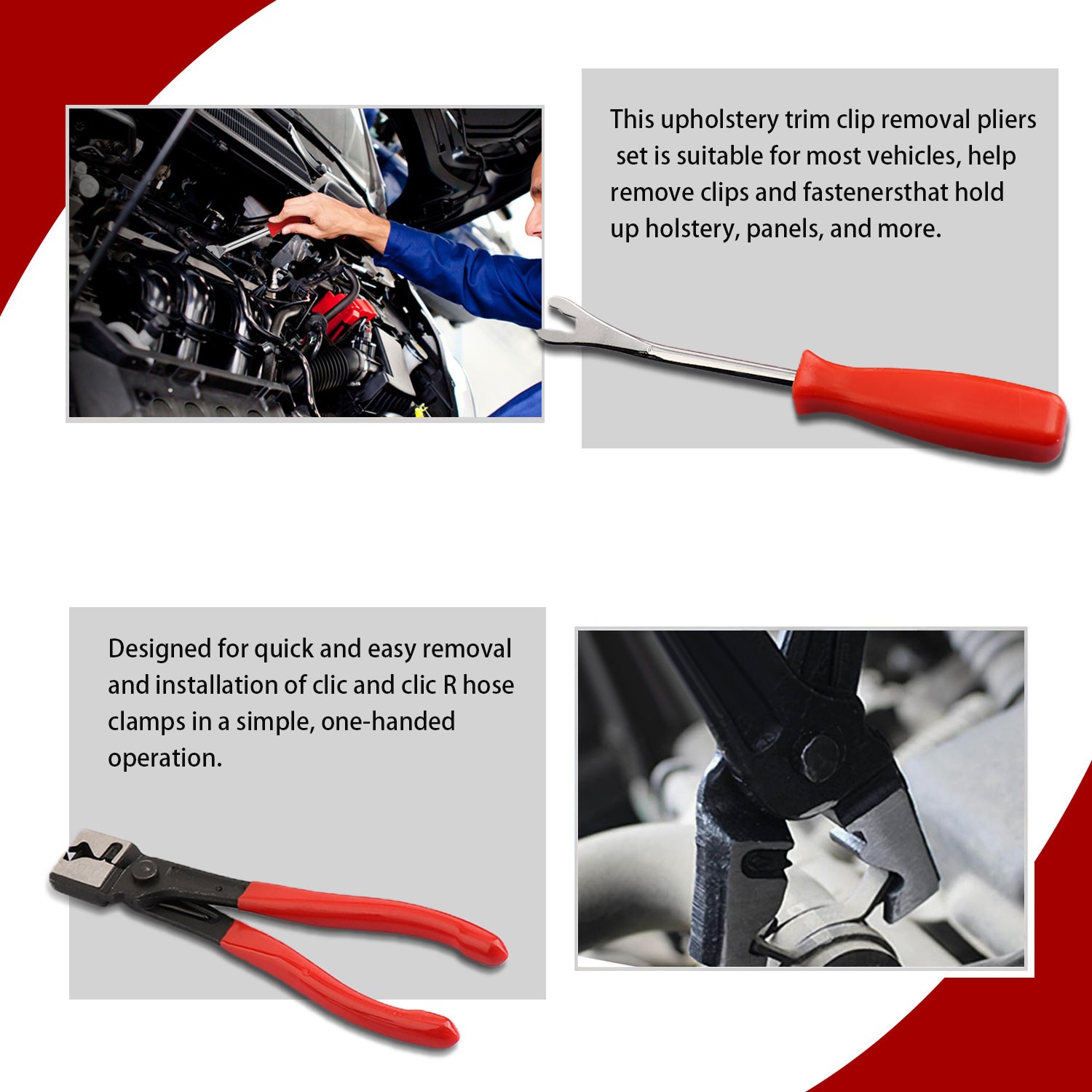 Fuel Line Pliers Set 5Pcs, Hose Remover, Clamp Tool, Auto Maintenance Kit