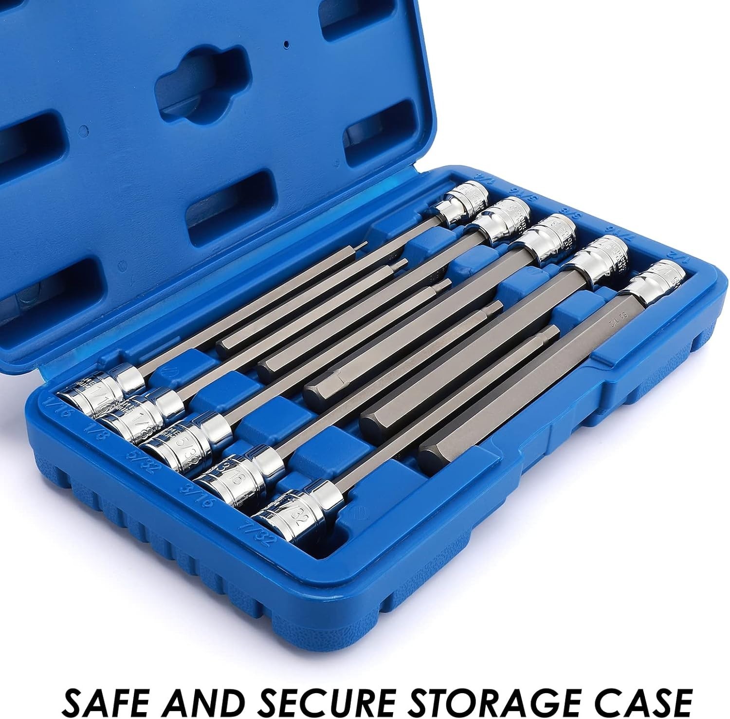 3/8 Inch Drive Long Hex Bit Socket Set, 1/16 Inch to 1/2 Inch, SAE, Extra Lon…