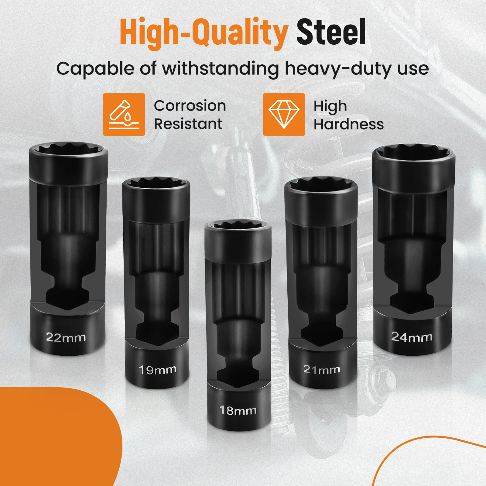 5x 12 Point 1/2 Drive Suspension Strut Nut Socket 18mm 19mm 21mm 22mm 24mm New