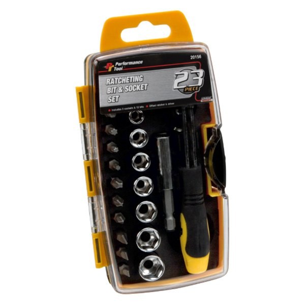 Performance Tool 1/4″ Drive SAE Ratchet & Socket Set, 23 Pieces