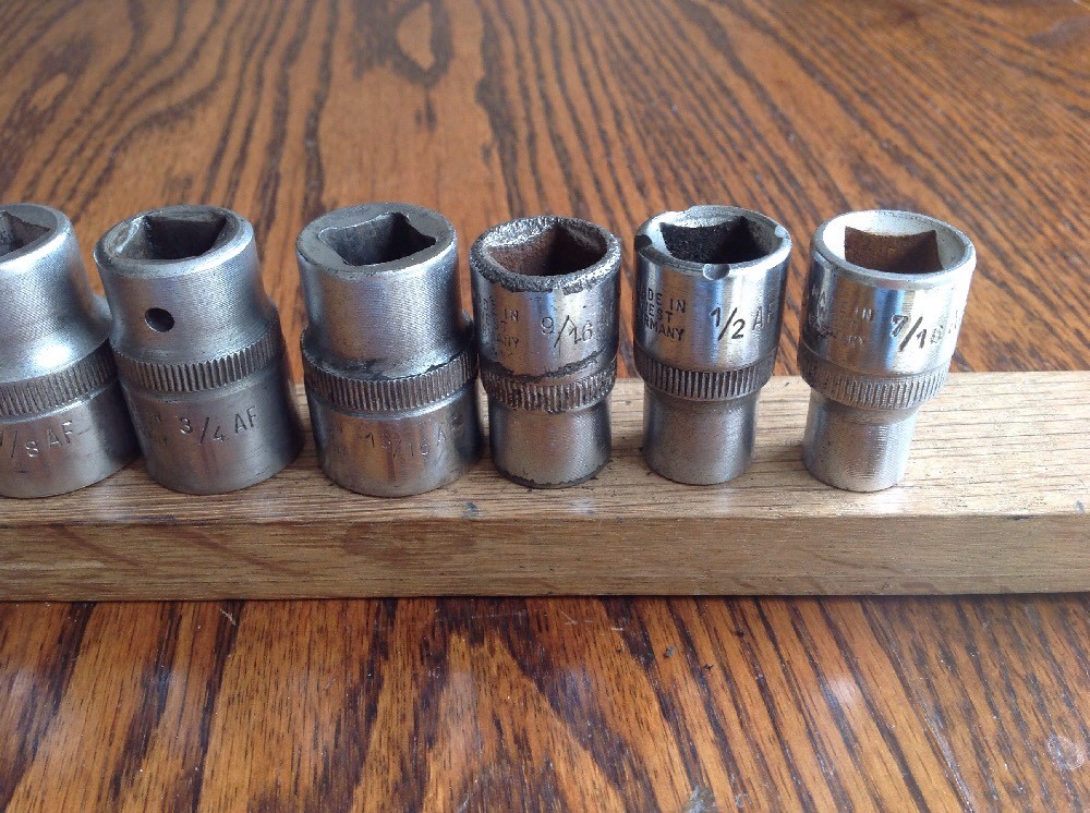 9 Elora Chrome Sockets 1-1/8″ To 7/16″ AF With 1/2″ Drive. C.